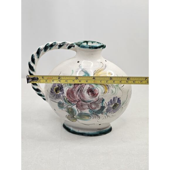 Vintage Ulmer Keramik Floral Pitcher Mid Century Pottery Germany #206 - Picture 10 of 12